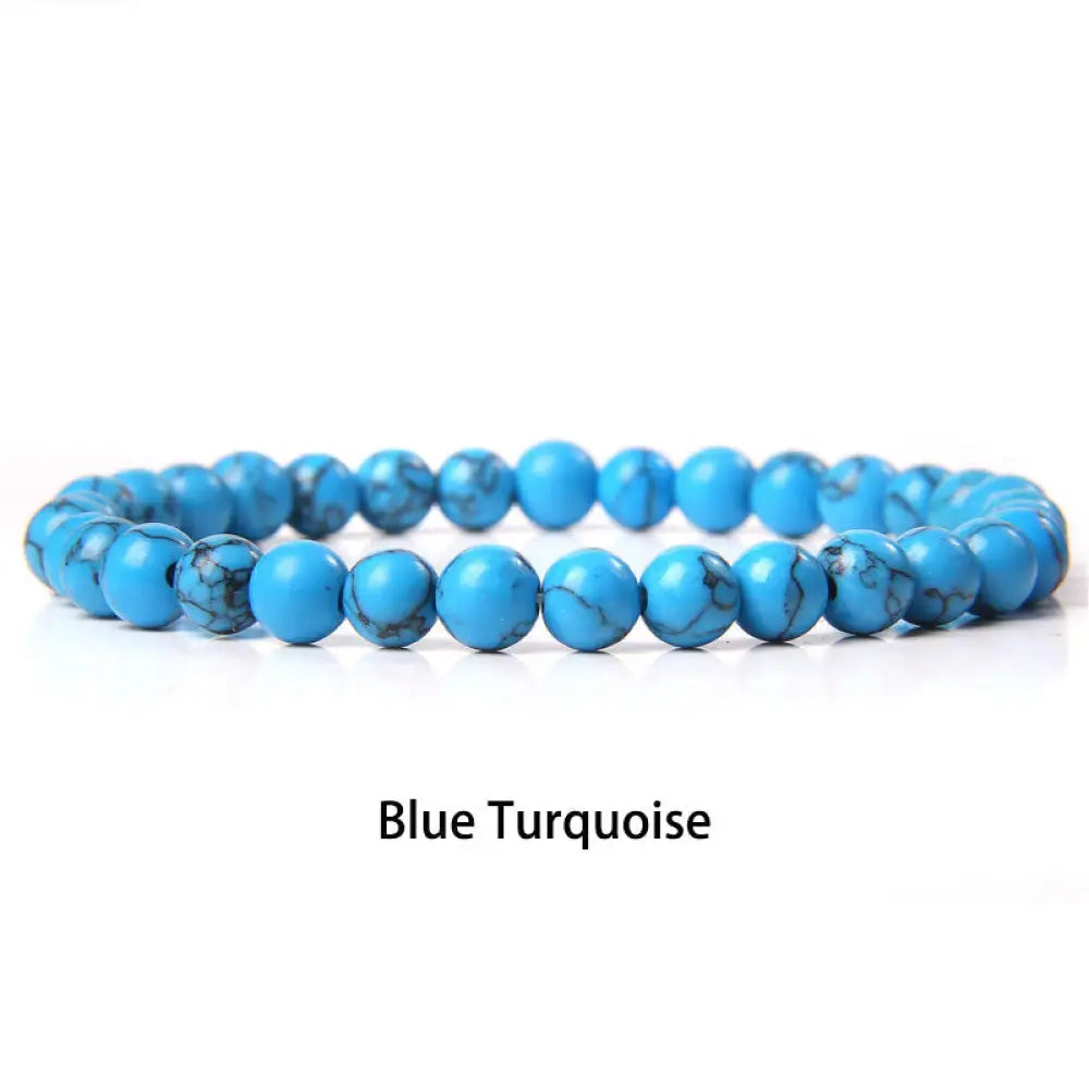 Buddha Stones 6mm Various Stone Crystal Black Glitter Stone Red Tiger Eye Beads Protection Bracelet - BWOOOH - Blue