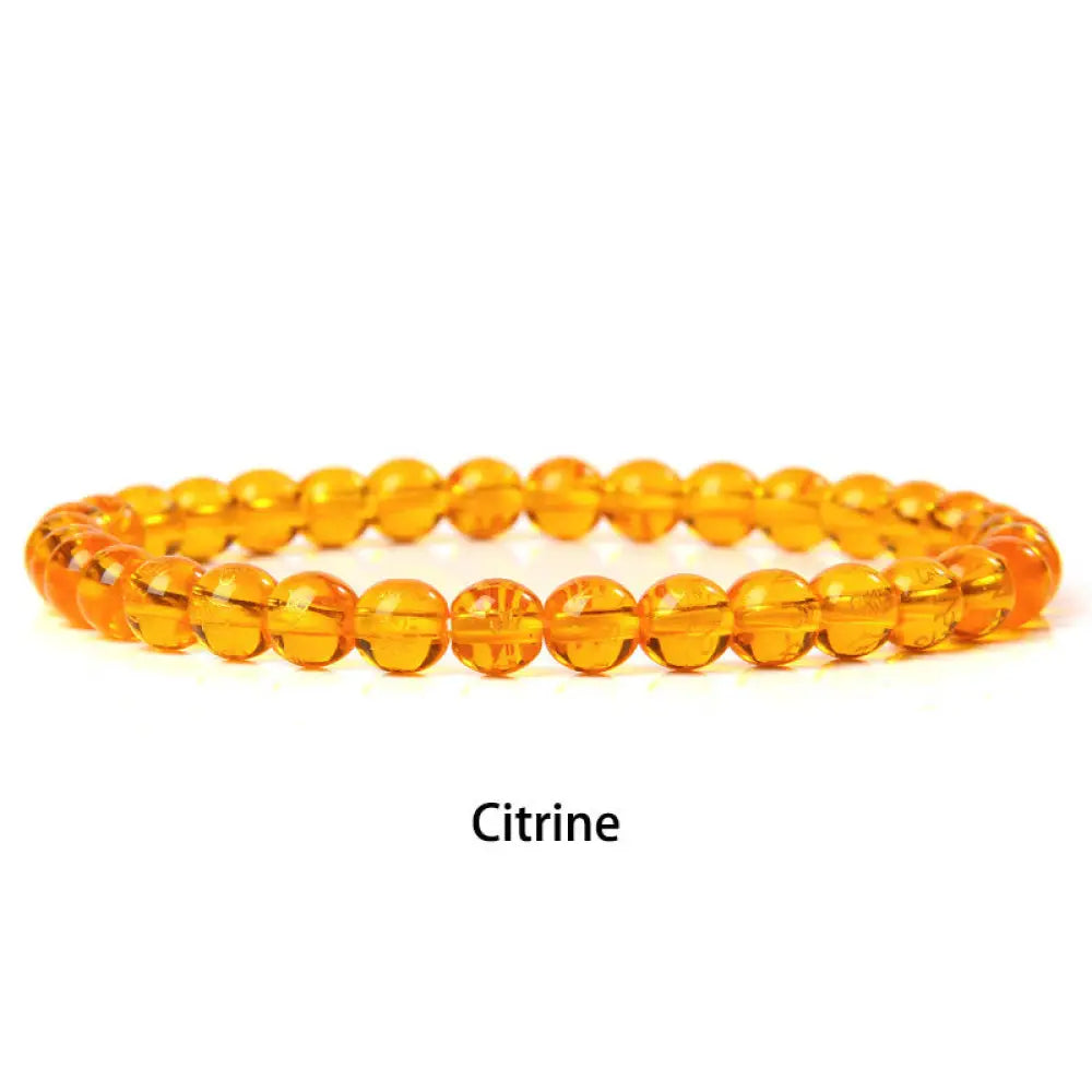 Buddha Stones 6mm Various Stone Crystal Black Glitter Stone Red Tiger Eye Beads Protection Bracelet - BWOOOH - Citrine