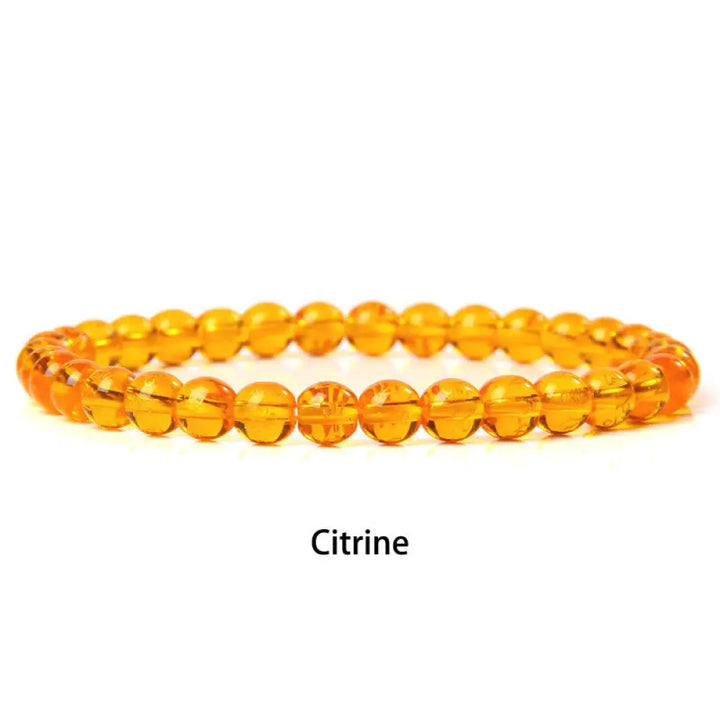 Buddha Stones 6mm Various Stone Crystal Black Glitter Stone Red Tiger Eye Beads Protection Bracelet - BWOOOH - Citrine