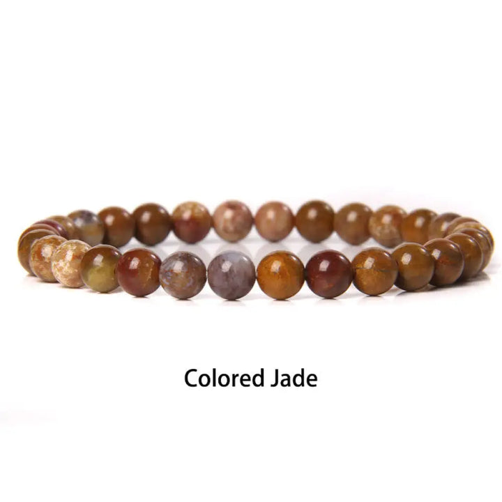 Buddha Stones 6mm Various Stone Crystal Black Glitter Stone Red Tiger Eye Beads Protection Bracelet - BWOOOH - Colored