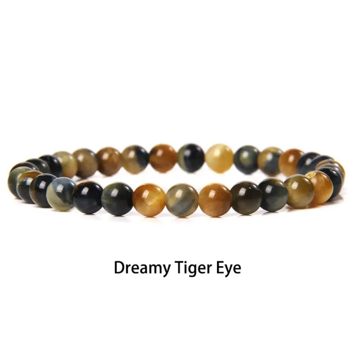 Buddha Stones 6mm Various Stone Crystal Black Glitter Stone Red Tiger Eye Beads Protection Bracelet - BWOOOH - Dreamy
