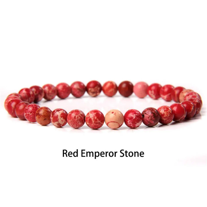 Buddha Stones 6mm Various Stone Crystal Black Glitter Stone Red Tiger Eye Beads Protection Bracelet - BWOOOH - Red