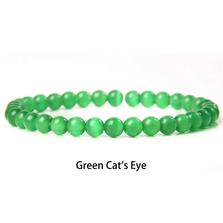 Buddha Stones 6mm Various Stone Crystal Black Glitter Stone Red Tiger Eye Beads Protection Bracelet - BWOOOH - Green