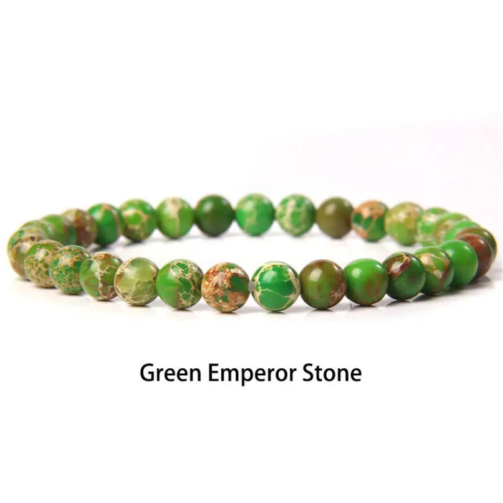 Buddha Stones 6mm Various Stone Crystal Black Glitter Stone Red Tiger Eye Beads Protection Bracelet - BWOOOH - Green