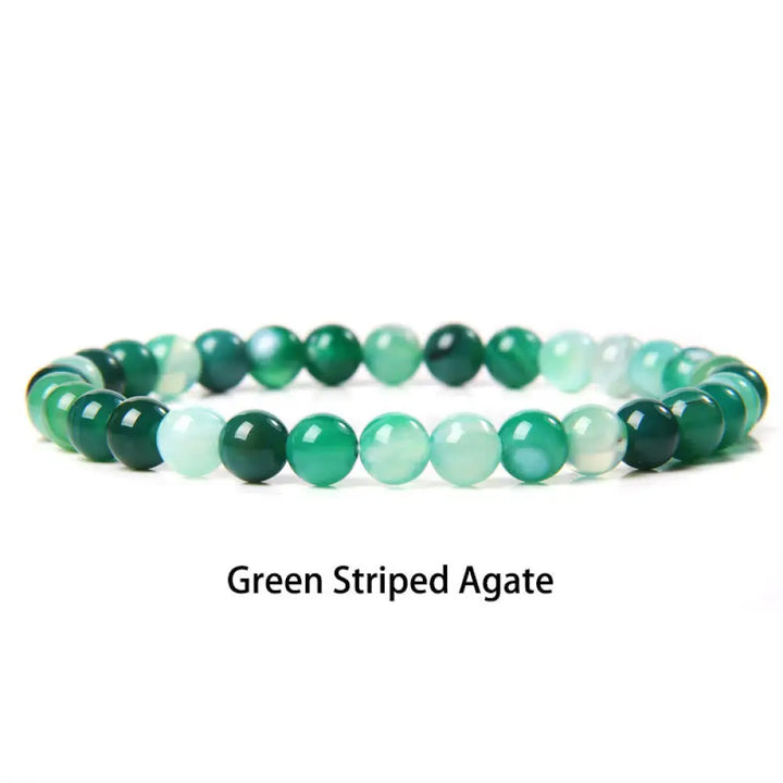Buddha Stones 6mm Various Stone Crystal Black Glitter Stone Red Tiger Eye Beads Protection Bracelet - BWOOOH - Green
