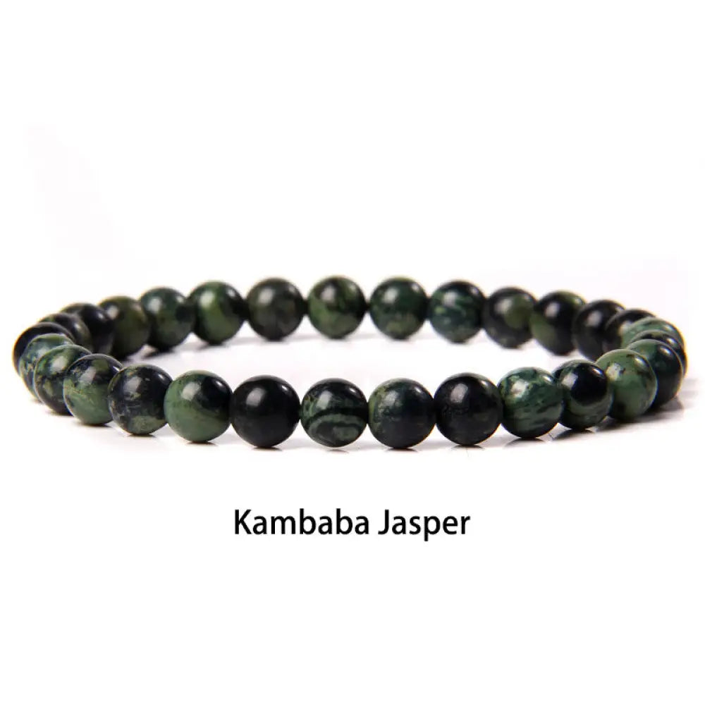 Buddha Stones 6mm Various Stone Crystal Black Glitter Stone Red Tiger Eye Beads Protection Bracelet - BWOOOH - Kambaba