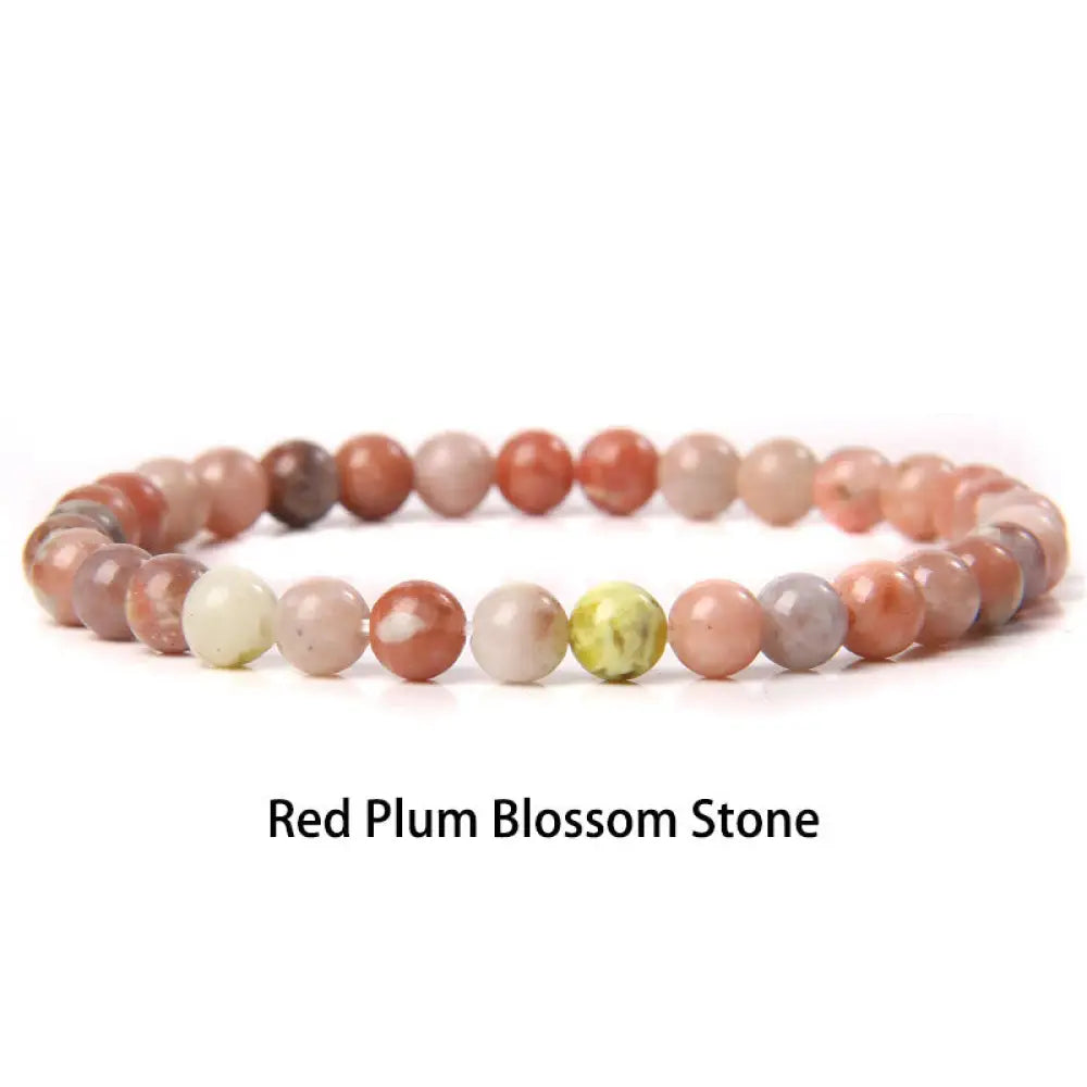Buddha Stones 6mm Various Stone Crystal Black Glitter Stone Red Tiger Eye Beads Protection Bracelet - BWOOOH - Red Plum