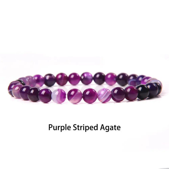 Buddha Stones 6mm Various Stone Crystal Black Glitter Stone Red Tiger Eye Beads Protection Bracelet - BWOOOH - Purple