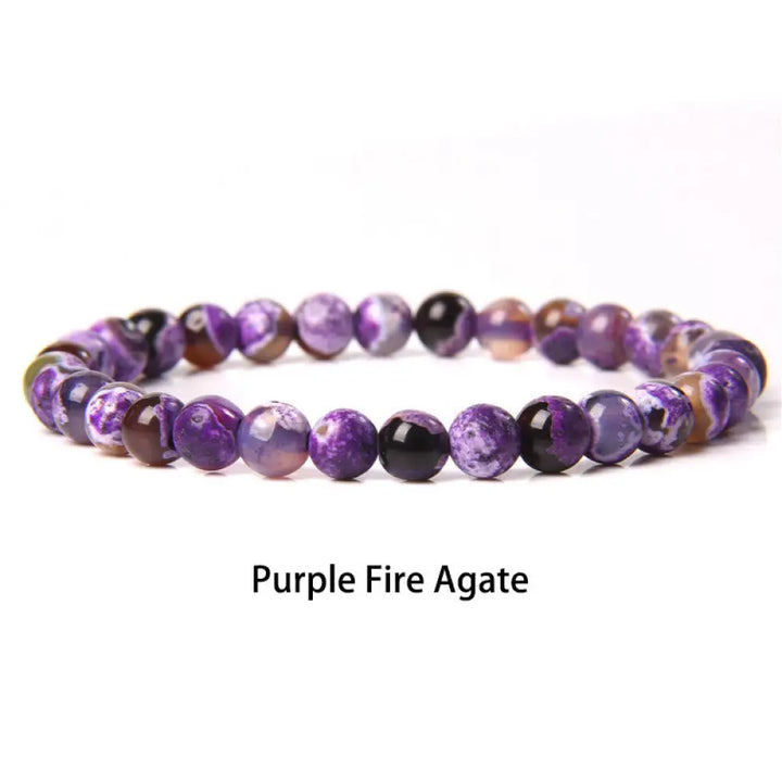 Buddha Stones 6mm Various Stone Crystal Black Glitter Stone Red Tiger Eye Beads Protection Bracelet - BWOOOH - Purple