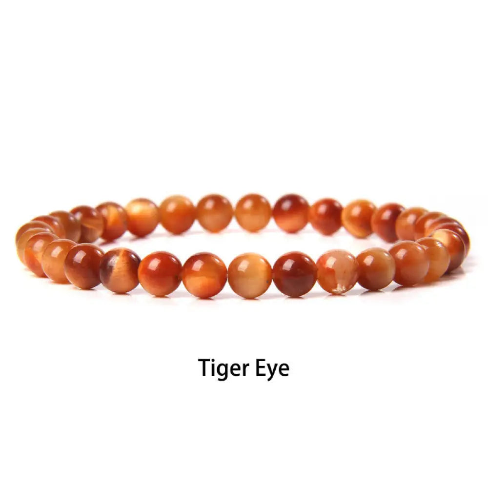Buddha Stones 6mm Various Stone Crystal Black Glitter Stone Red Tiger Eye Beads Protection Bracelet - BWOOOH - Tiger
