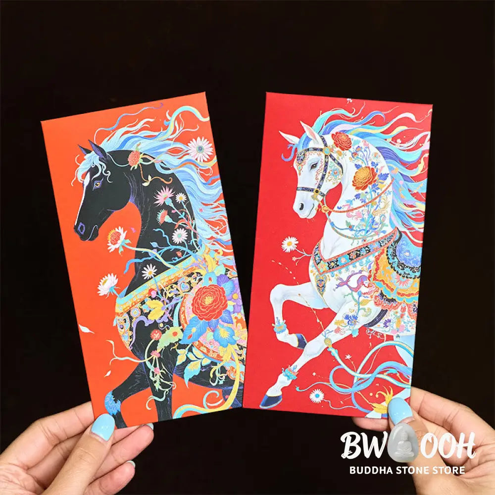Buddha Stones 6pcs Colorful Chinese Red Envelope Year Of The Horse 2026 New Year - 6Pcs Chinese Red