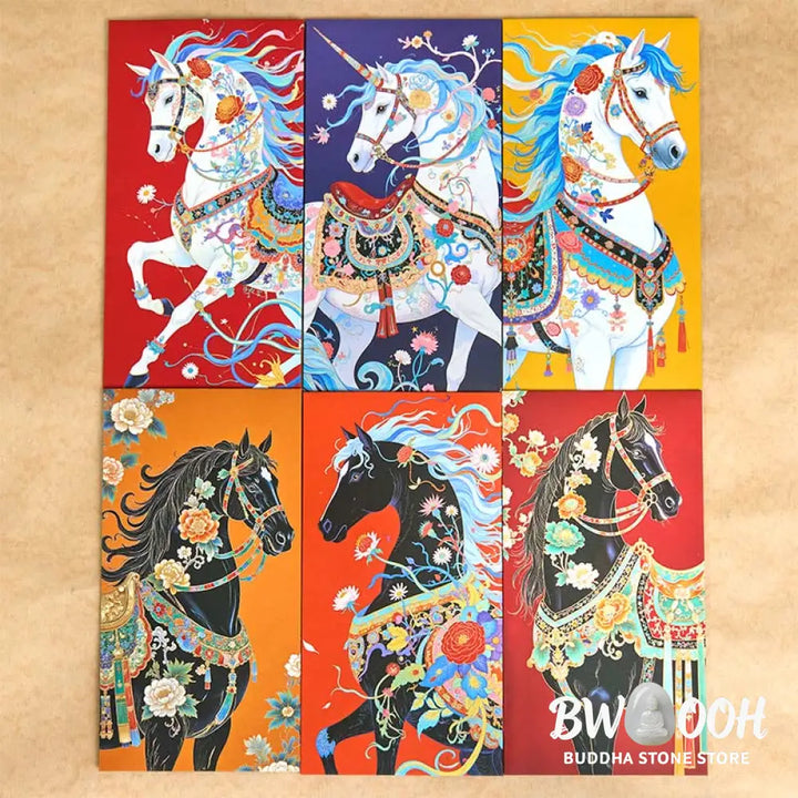 Buddha Stones 6pcs Colorful Chinese Red Envelope Year Of The Horse 2026 New Year - 6Pcs Chinese Red