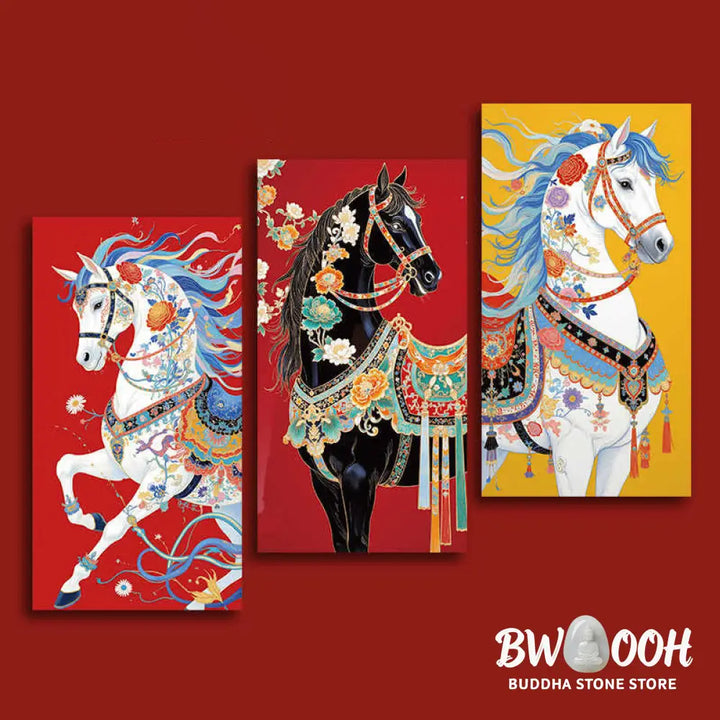 Buddha Stones 6pcs Colorful Chinese Red Envelope Year Of The Horse 2026 New Year - 6Pcs Chinese Red