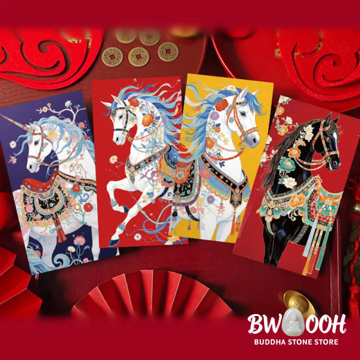 Buddha Stones 6pcs Colorful Chinese Red Envelope Year Of The Horse 2026 New Year - 6Pcs Chinese Red