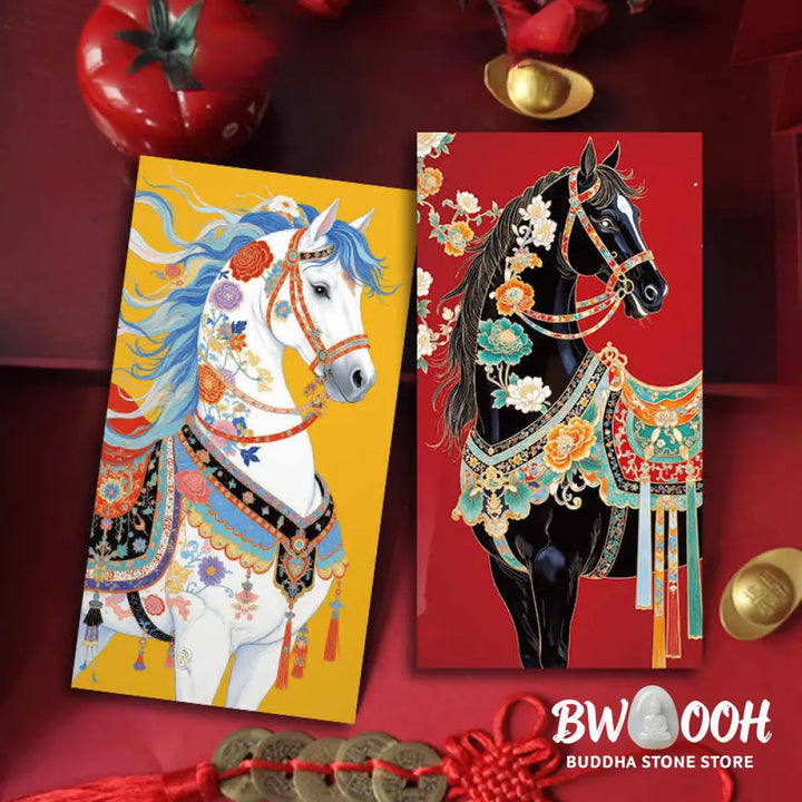 Buddha Stones 6pcs Colorful Chinese Red Envelope Year Of The Horse 2026 New Year - 6Pcs Chinese Red