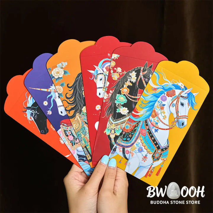 Buddha Stones 6pcs Colorful Chinese Red Envelope Year Of The Horse 2026 New Year - 6Pcs Chinese Red