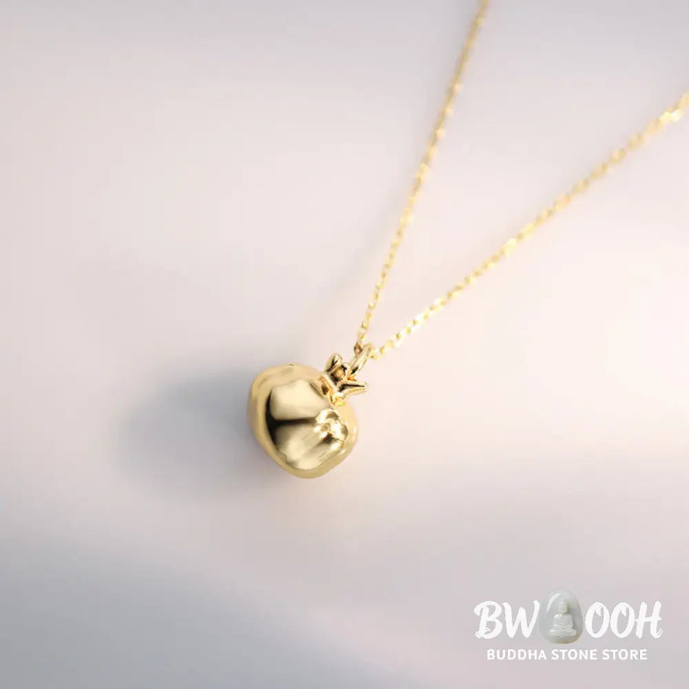 Buddha Stones 925 Sterling Silver 18k Gold Plated Pomegranate Garnet Crystal Passion Charm Necklace Pendant - BWOOOH