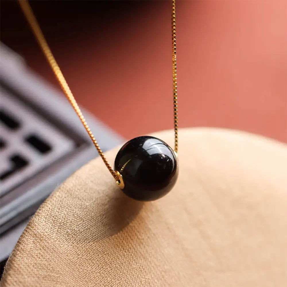 BWOOOH 925 Sterling Silver Amber Round Bead Confidence Focus Pendant Necklace - BWOOOH main image