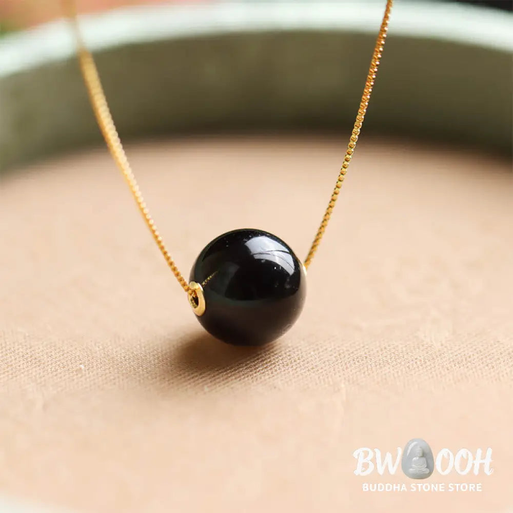 Buddha Stones 925 Sterling Silver Amber Round Bead Confidence Focus Pendant Necklace - BWOOOH - Amber &amp; 925 Sterling