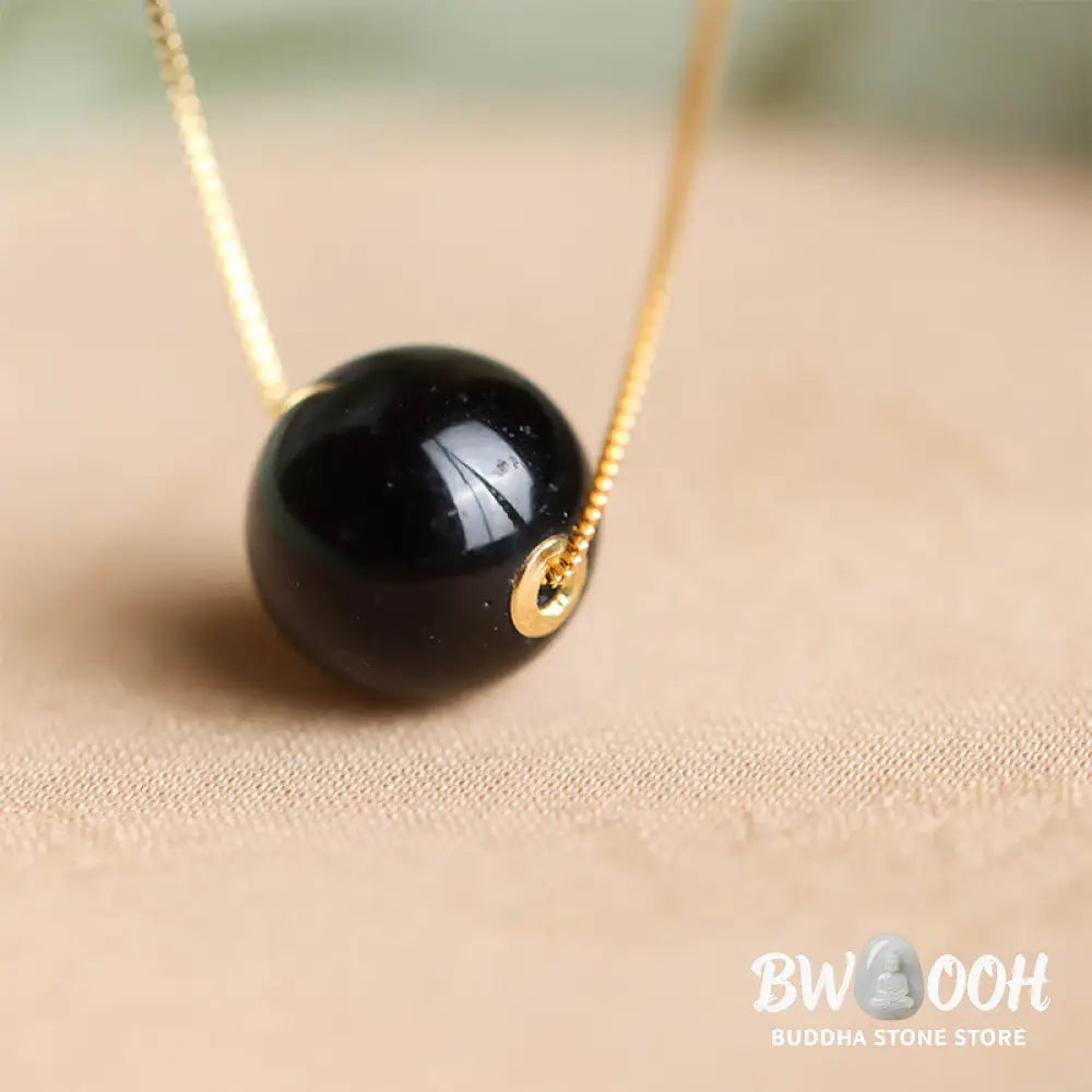Buddha Stones 925 Sterling Silver Amber Round Bead Confidence Focus Pendant Necklace - BWOOOH - Amber &amp; 925 Sterling