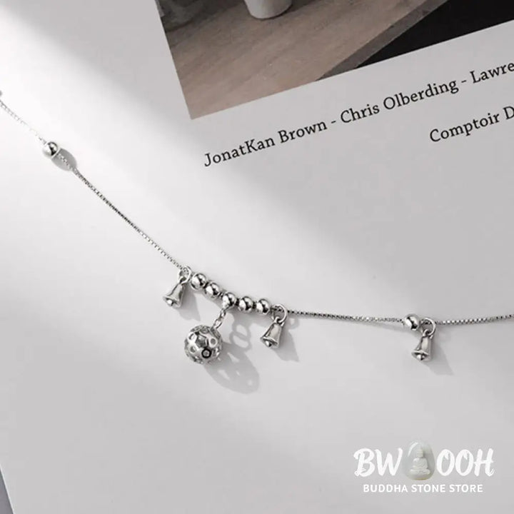 Buddha Stones 925 Sterling Silver Antiquity Bell Protection Anklet - Silver Anklet(Circumference:25.7-30.2cm) - Anklet