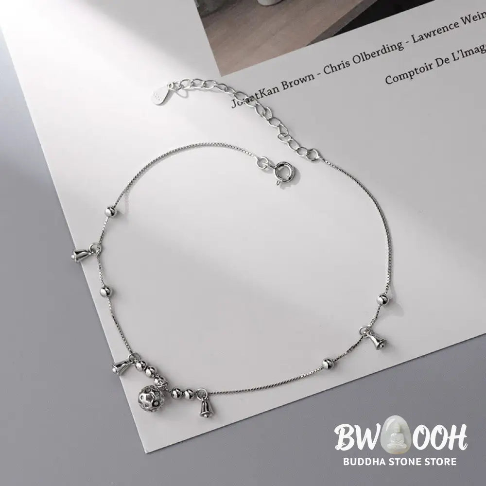 Buddha Stones 925 Sterling Silver Antiquity Bell Protection Anklet - Silver Anklet(Circumference:25.7-30.2cm) - Anklet