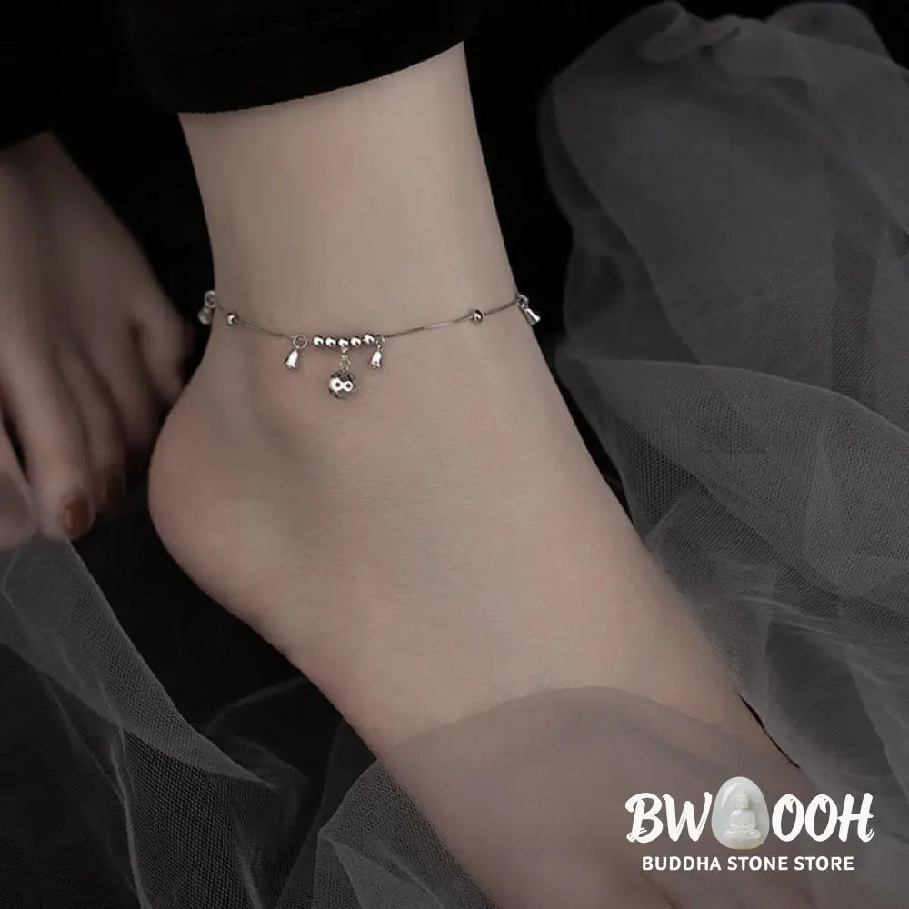 Buddha Stones 925 Sterling Silver Antiquity Bell Protection Anklet - Silver Anklet(Circumference:25.7-30.2cm) - Anklet