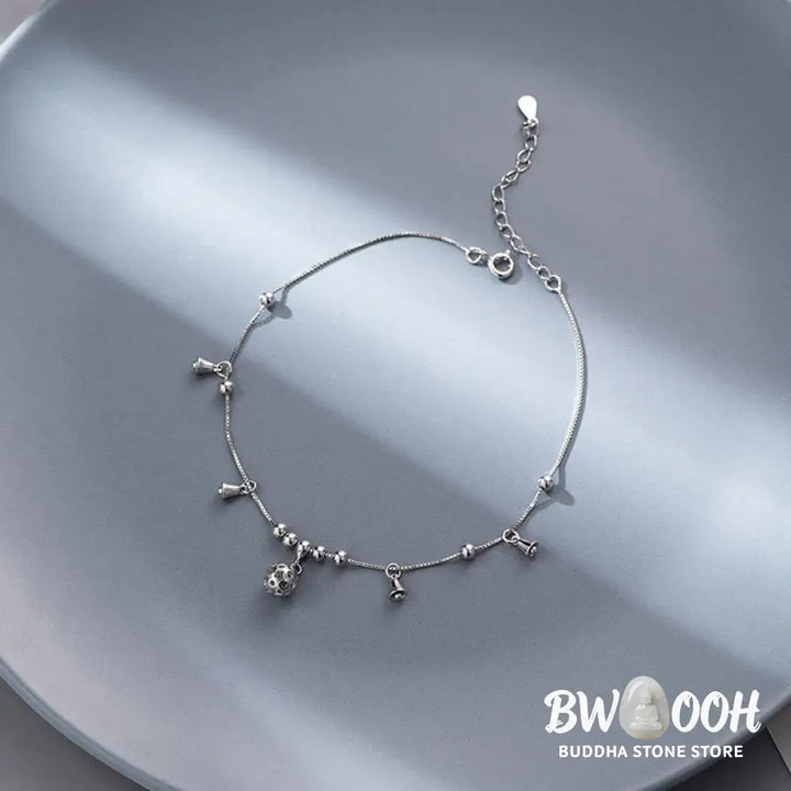 Buddha Stones 925 Sterling Silver Antiquity Bell Protection Anklet - Silver Anklet(Circumference:25.7-30.2cm) - Anklet
