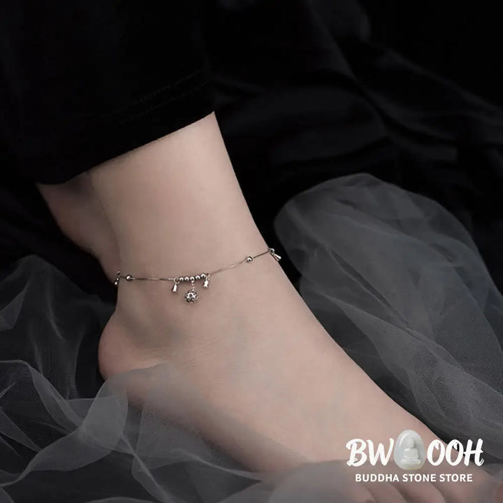 Buddha Stones 925 Sterling Silver Antiquity Bell Protection Anklet - Silver Anklet(Circumference:25.7-30.2cm) - Anklet