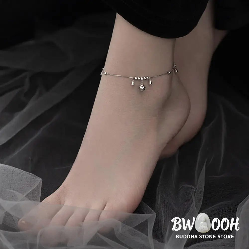 Buddha Stones 925 Sterling Silver Antiquity Bell Protection Anklet - Silver Anklet(Circumference:25.7-30.2cm) - Anklet
