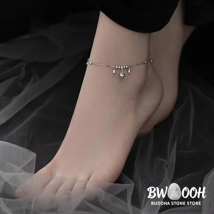 Buddha Stones 925 Sterling Silver Antiquity Bell Protection Anklet - Silver Anklet(Circumference:25.7-30.2cm) - Anklet