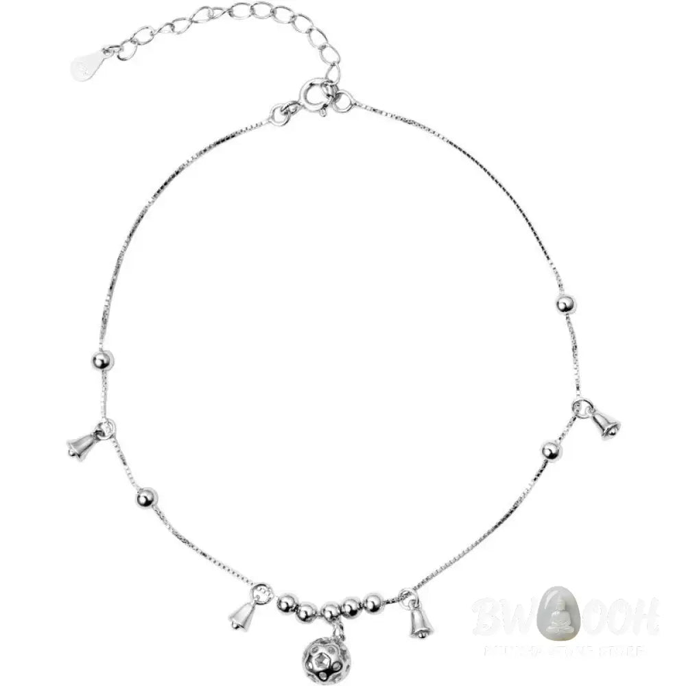 Buddha Stones 925 Sterling Silver Antiquity Bell Protection Anklet - Silver Anklet(Circumference:25.7-30.2cm) - Anklet