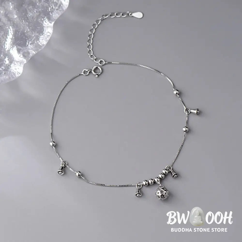Buddha Stones 925 Sterling Silver Antiquity Bell Protection Anklet - Silver Anklet(Circumference:25.7-30.2cm) - Anklet