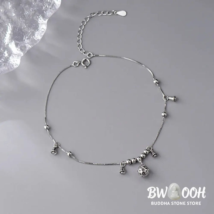 Buddha Stones 925 Sterling Silver Antiquity Bell Protection Anklet - Silver Anklet(Circumference:25.7-30.2cm) - Anklet