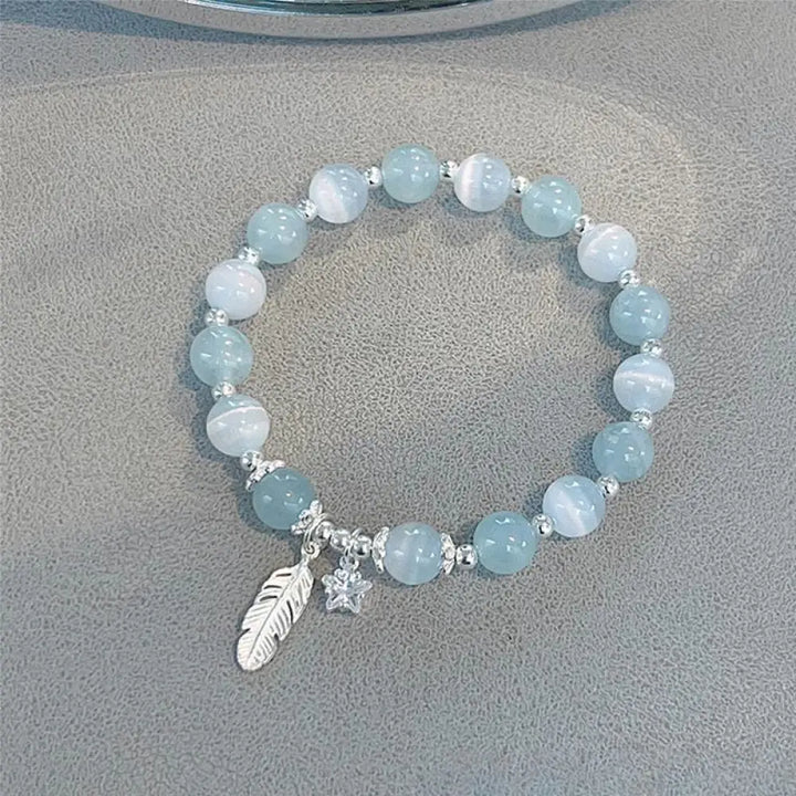 BWOOOH 925 Sterling Silver Aquamarine Cat&