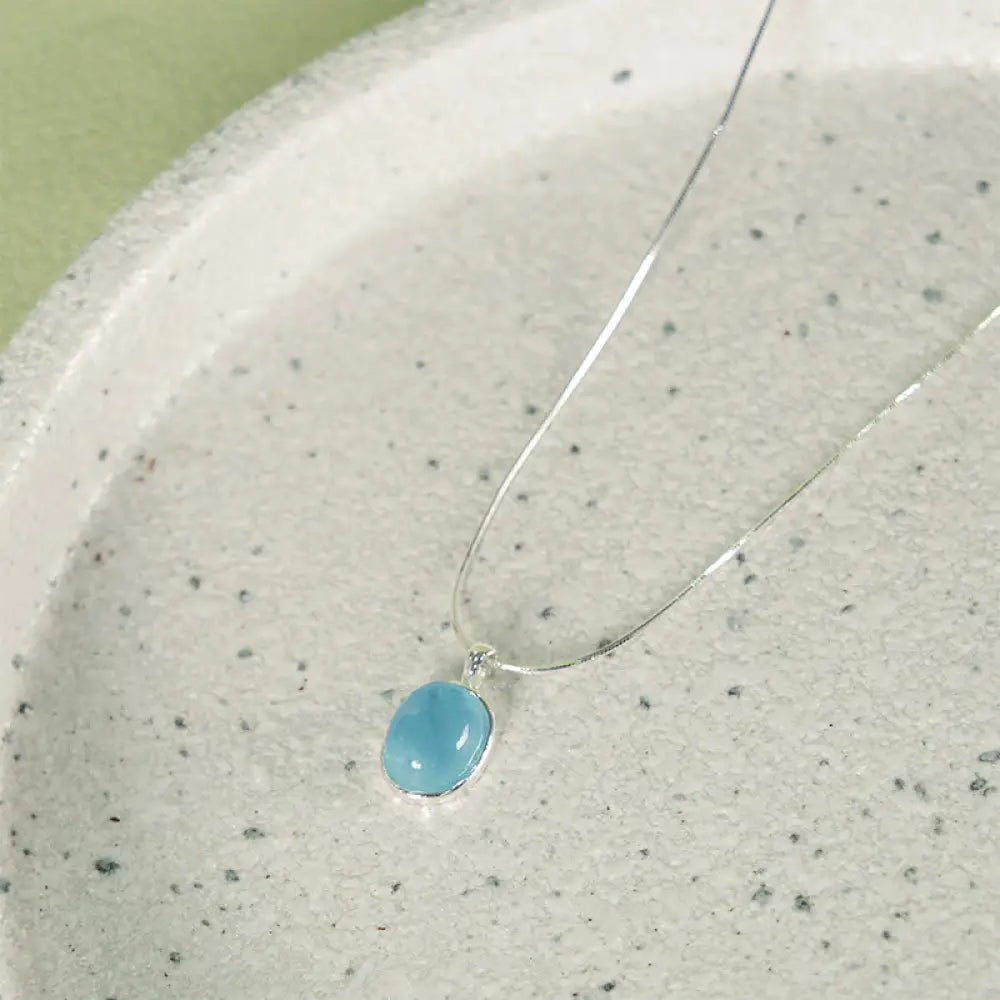 Buddha Stones 925 Sterling Silver Aquamarine Healing Clavicle Chain Necklace Pendant - BWOOOH - Silver Aquamarine