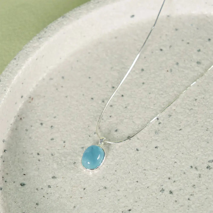 Buddha Stones 925 Sterling Silver Aquamarine Healing Clavicle Chain Necklace Pendant - BWOOOH - Silver Aquamarine