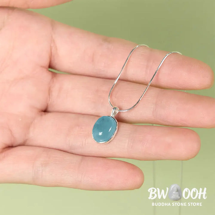 Buddha Stones 925 Sterling Silver Aquamarine Healing Clavicle Chain Necklace Pendant - BWOOOH - Silver Aquamarine