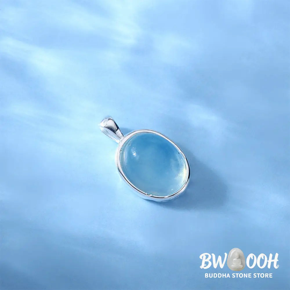 Buddha Stones 925 Sterling Silver Aquamarine Healing Clavicle Chain Necklace Pendant - BWOOOH - Silver Aquamarine