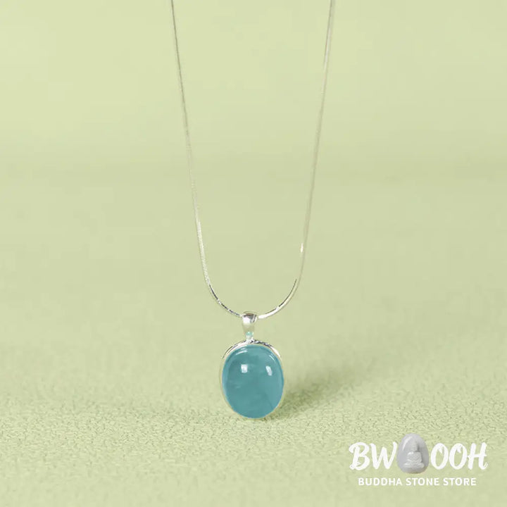 Buddha Stones 925 Sterling Silver Aquamarine Healing Clavicle Chain Necklace Pendant - BWOOOH - Silver Aquamarine