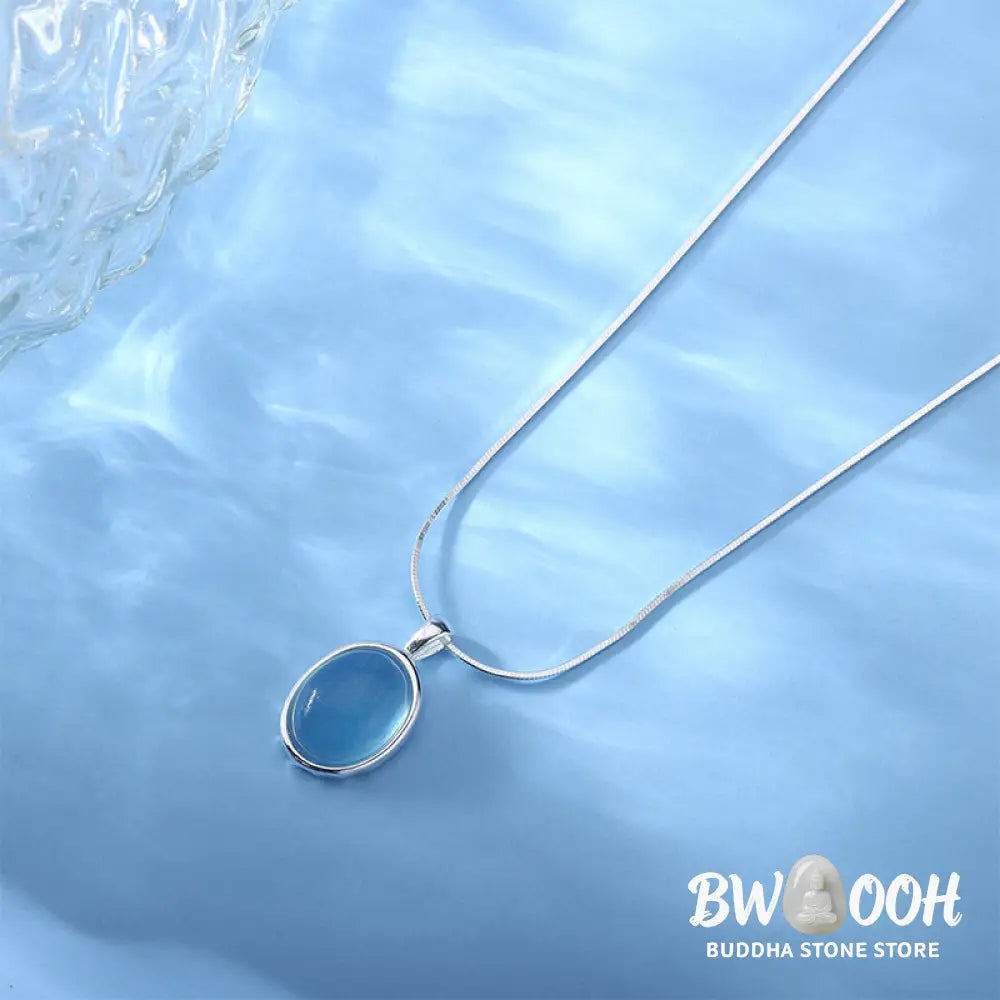 Buddha Stones 925 Sterling Silver Aquamarine Healing Clavicle Chain Necklace Pendant - BWOOOH - Silver Aquamarine