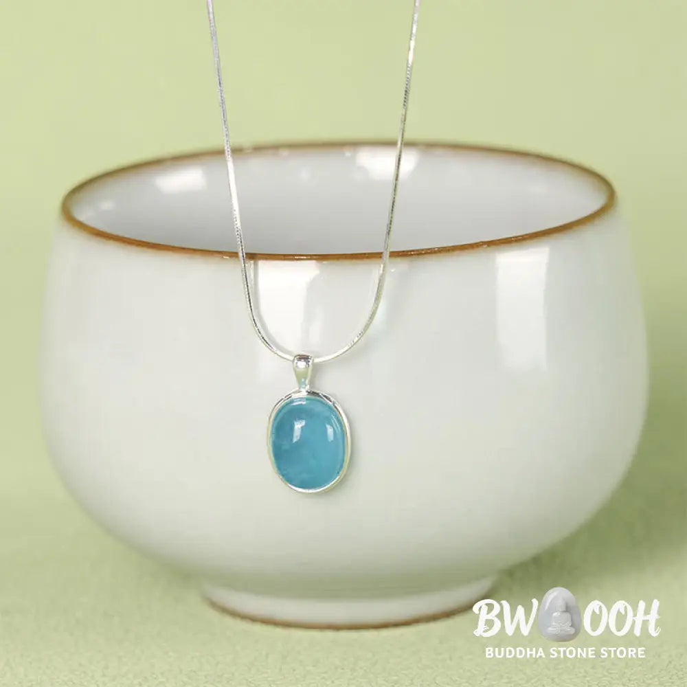 Buddha Stones 925 Sterling Silver Aquamarine Healing Clavicle Chain Necklace Pendant - BWOOOH - Silver Aquamarine