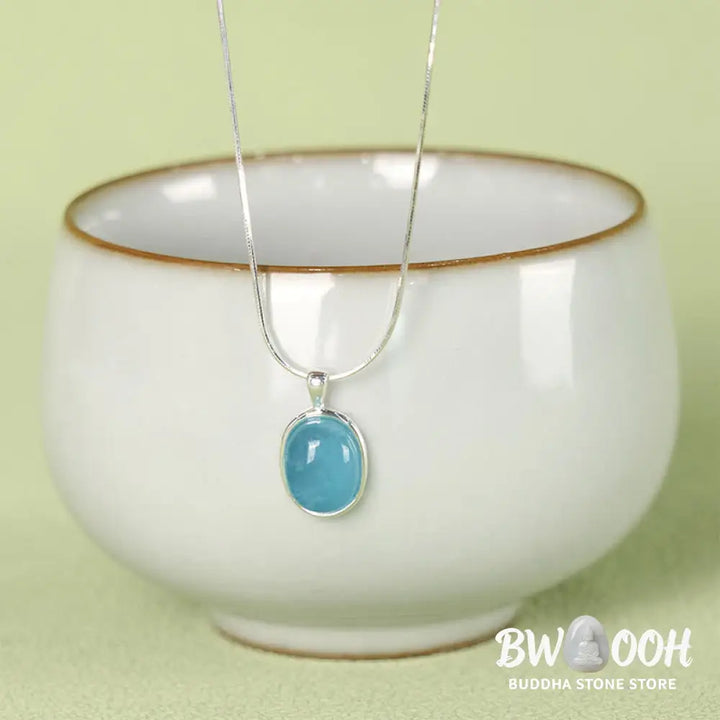 Buddha Stones 925 Sterling Silver Aquamarine Healing Clavicle Chain Necklace Pendant - BWOOOH - Silver Aquamarine