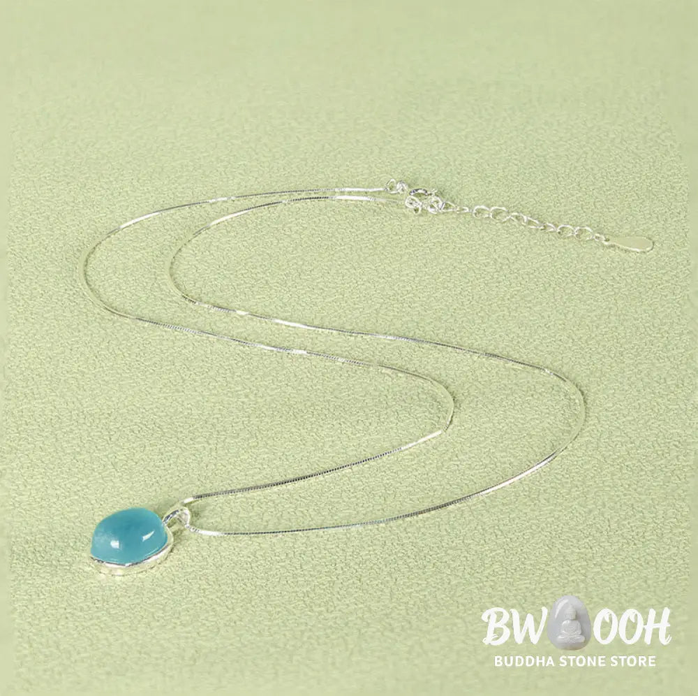Buddha Stones 925 Sterling Silver Aquamarine Healing Clavicle Chain Necklace Pendant - BWOOOH - Silver Aquamarine