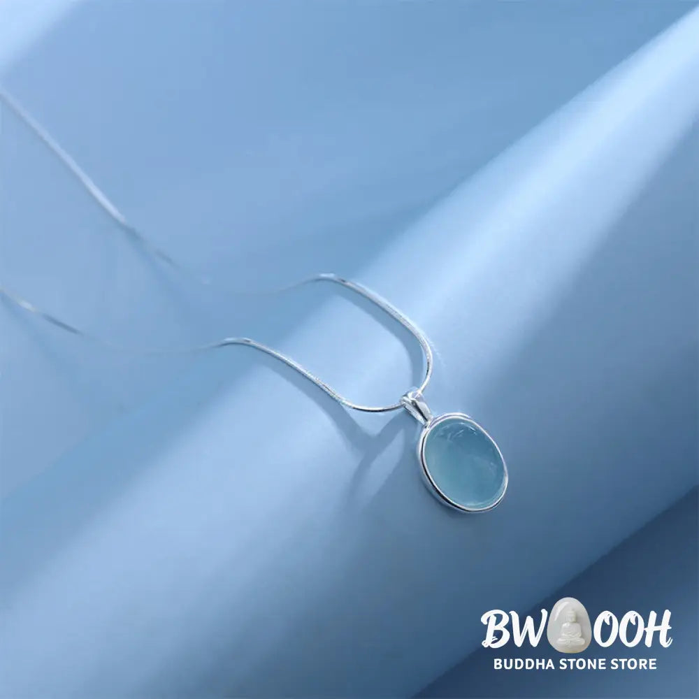 Buddha Stones 925 Sterling Silver Aquamarine Healing Clavicle Chain Necklace Pendant - BWOOOH - Silver Aquamarine