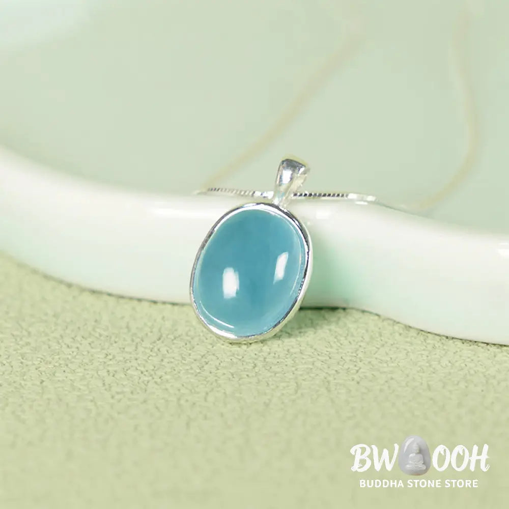 Buddha Stones 925 Sterling Silver Aquamarine Healing Clavicle Chain Necklace Pendant - BWOOOH - Silver Aquamarine
