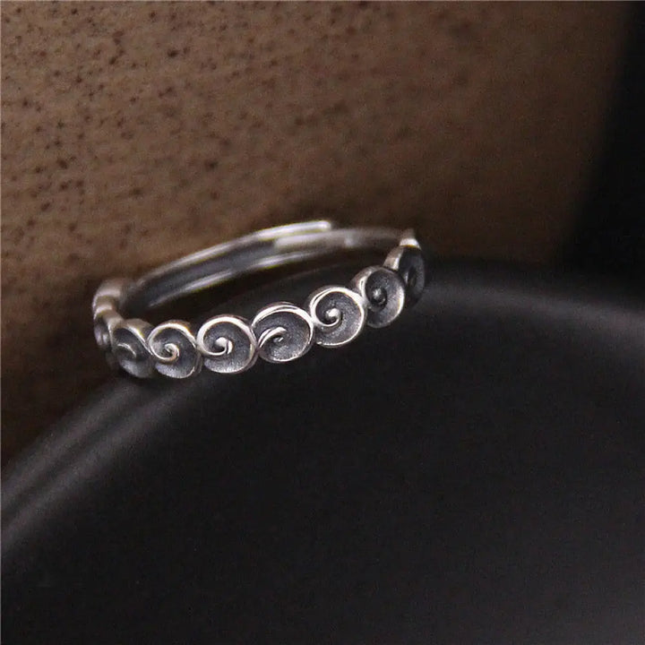 BWOOOH 925 Sterling Silver Auspicious Clouds Engraved Ring — Sterling Silver crystal healing bracelet for spiritual healin...