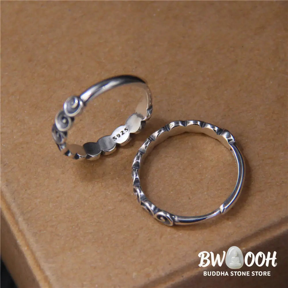 Buddha Stones 925 Sterling Silver Auspicious Clouds Engraved Ring - BWOOOH - Auspicious Clouds(50-54mm/US6-US7) - Ring