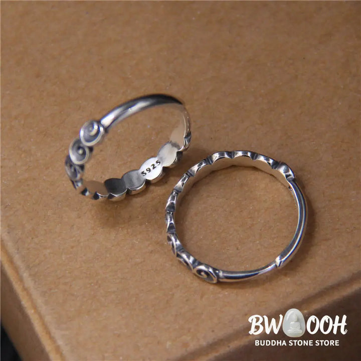 Buddha Stones 925 Sterling Silver Auspicious Clouds Engraved Ring - BWOOOH - Auspicious Clouds(50-54mm/US6-US7) - Ring