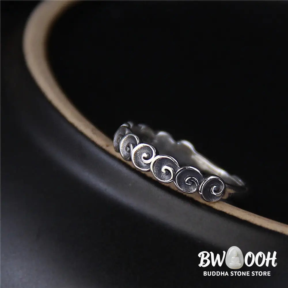 Buddha Stones 925 Sterling Silver Auspicious Clouds Engraved Ring - BWOOOH - Auspicious Clouds(50-54mm/US6-US7) - Ring